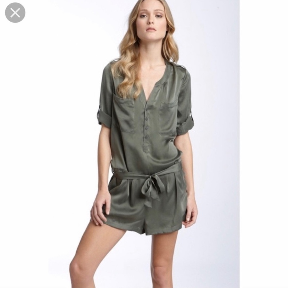 Joie 100% Silk Green Romper | Size Small